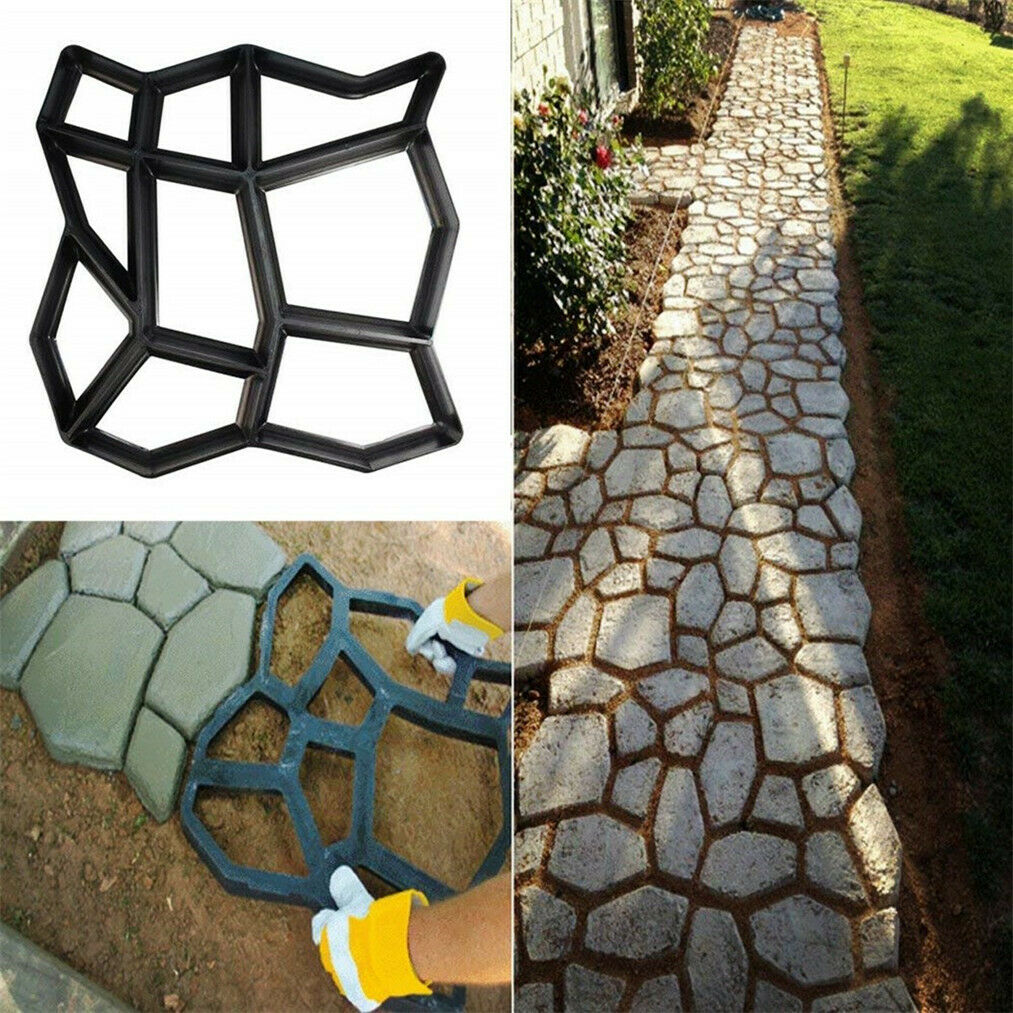 Black LEDMO Garden Concrete Paving Stepping Stone Mold DIY Stone Road Concrete Molds for Garden Yard 17 x 17 in Path Walk Maker Brick Mould